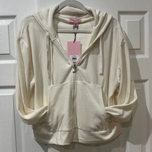 Juicy Couture Cream Velour Zip-Up Jacket NWT